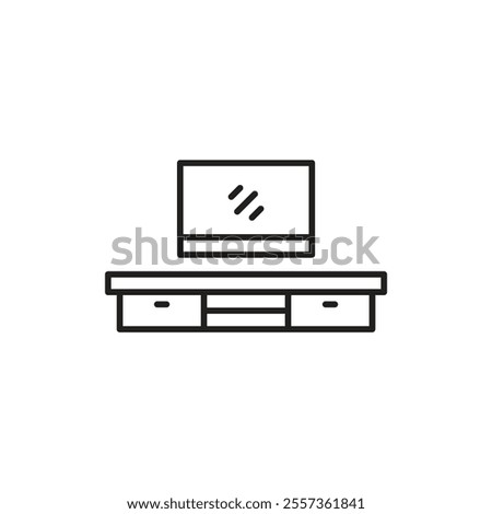 TV shelf icon in thin line style vector illustration graphic design