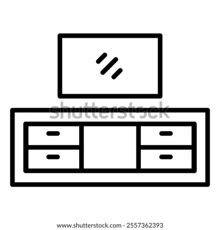 TV shelf icon in thin line style vector illustration graphic design