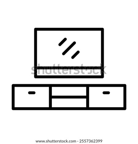 TV shelf icon in thin line style vector illustration graphic design