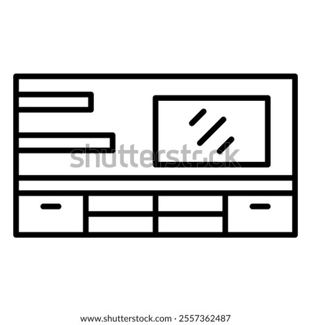 TV shelf icon in thin line style vector illustration graphic design