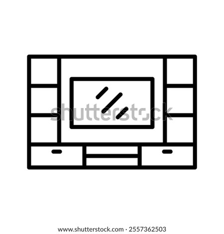 TV shelf icon in thin line style vector illustration graphic design