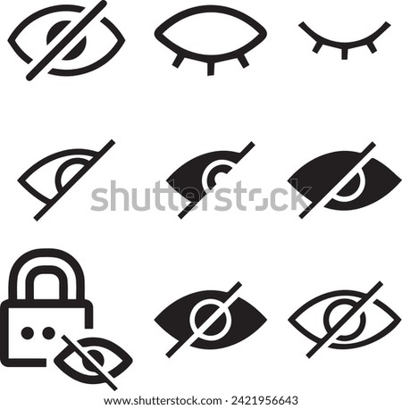 Hide password Icon set Sensitive Content Icon Set Vector Design on White Background.