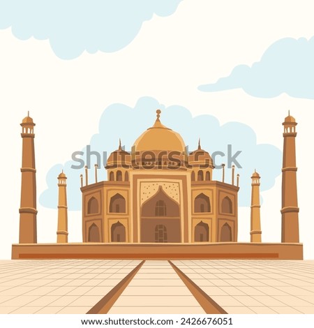 Taj Mahal. Agra, India houses the Taj Mahal, World wonder vector