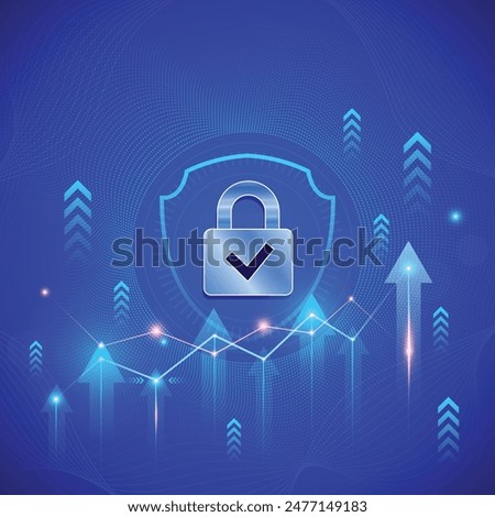 Safe security Finance Up, Down Growth Arrow, economic growth graph chart. Business strategy, Digital