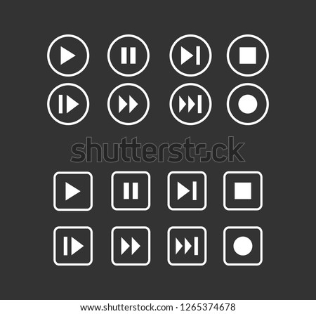 Media play button collection vector. Media symbol. icons Web.