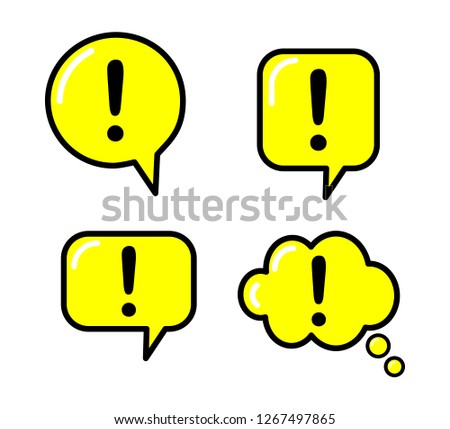 Yellow Danger warning attention sign in a speech bubble on white background. vector illustrator