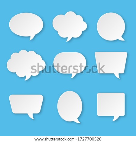 white blank speech bubble set isolated on blue background. vector illustration.