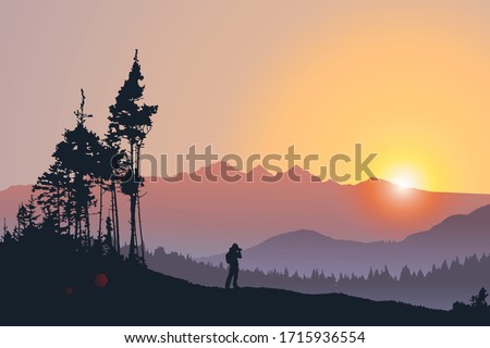 Similar – Image, Stock Photo Lonely traveler in mountains in winter