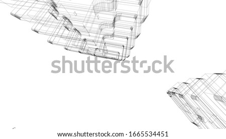 
skyscrapers in hypertrophied perspective, graphic flow