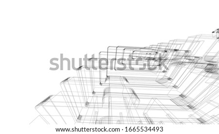 
skyscrapers in hypertrophied perspective, graphic flow