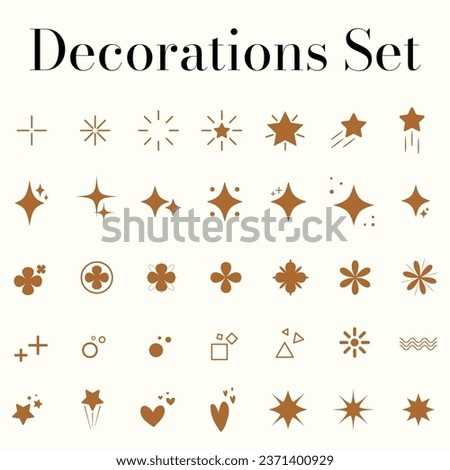 Decorations set, artwork decoration, star, sparkling star, wink, flower, shape