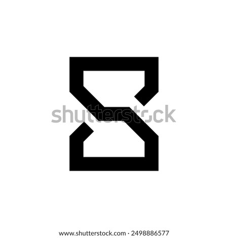 The letter S and Hourglass or Infinity logo in a modern style suits your company. Black color. Pictogram.