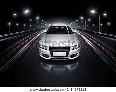 Similar – Image, Stock Photo Car driving on night roadway