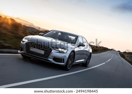 Similar – Image, Stock Photo car on the road, speed limit, mode of transport