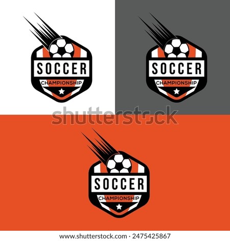 Soccer Football logo design - Sports logo | Soccer orange color Football Badge Logo Design Templates | Sport Team Identity Vector Illustrations, Football logo