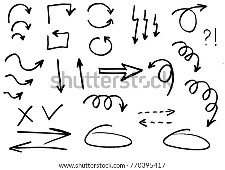 Doodle vector arrows. Isolated. Hand drawn set