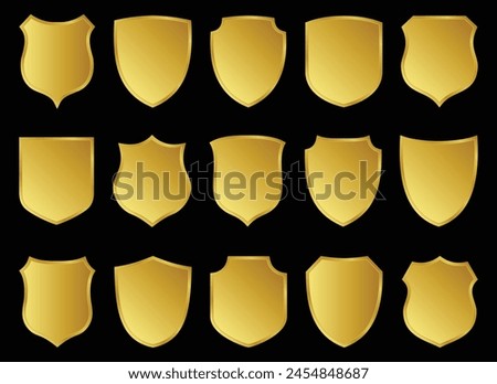 Shield Shape with Golden and Silver Gradient. Sheild security and guarantee safe and elegeant symbol vector design element and shapes