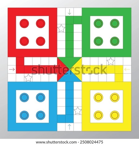 Ludo board game. Ludo game board design.Classic family board game. Vector ludo board family game.