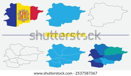 Andorra flag with map Andorra flag with map illustration, Andorra flag with map vector detaild.