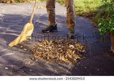 Similar – Image, Stock Photo broom on terrace, stone floor