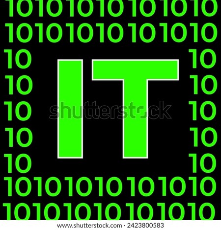 Vector binary code background.
Background with text IT.
programming.
Binary background black, green numbers.
Background with text field