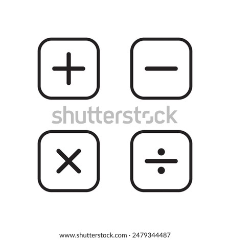 mathematics' icon, plus, minus, multiply and divide icons