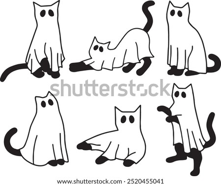 Halloween Ghost Cats Vector, Black Ghost Cats Vector, Cat Lover Ghost, Halloween Cat Mom, Spooky Cats, Cat Person eps, Cats Because