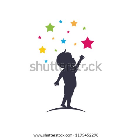 A child take a star logo design vector emblem design concept creative symbol icon