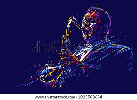 Jazz saxophone player. vector illustration for jazz poster.