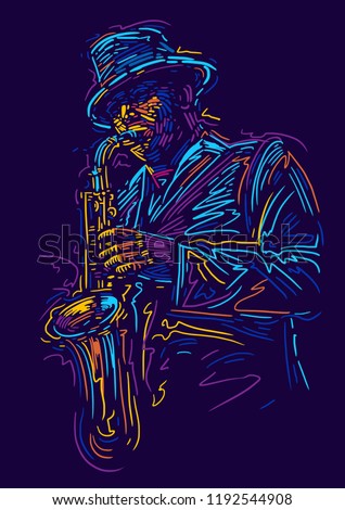 Jazz saxophone player. vector illustration for jazz poster.