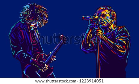 Similar – Image, Stock Photo Male musician with microphone in studio