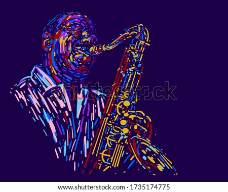 Jazz saxophone player. vector illustration for jazz poster.