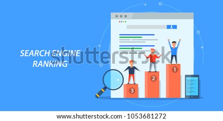 Search engine ranking - Search engine analytics - SEO success flat vector banner concept