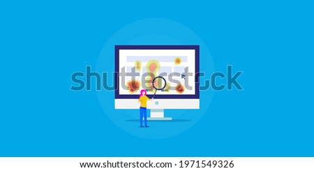 Concept of website heatmap, website tool, heatmap analytics, visitor behavior insights - flat design vector illustration with icons and characters