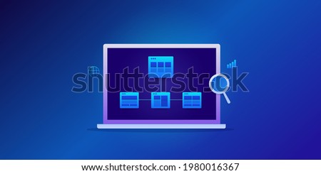 SEO sitemap, website sitemap, digital marketing, search optimization - conceptual vector illustration isolated on dark background