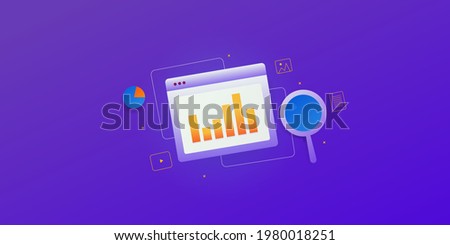 SEO insights, SEO tools, Analytics dashboard for SEO campaign, Data driven marketing, Digital report - conceptual vector illustration with icons