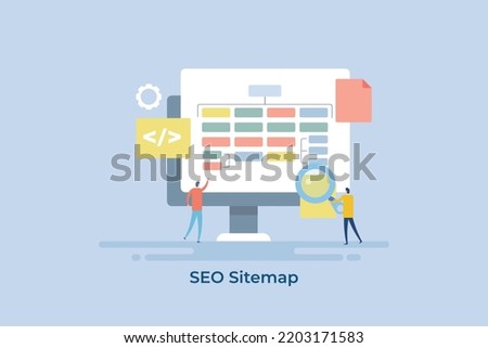 Website sitemap, SEO sitemap, Website SEO management - flat design vector illustration background