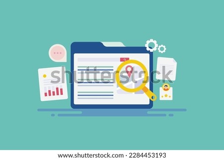 Website SEO for higher search engine ranking. SEO strategy development, Digital marketing concept with icons - flat design vector illustration