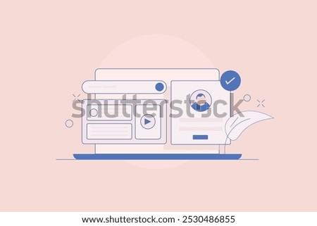 Personalized search result, Search engine displaying personalized search result for better user experience, search result based on user behavior - vector illustration background with icons