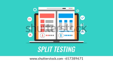 Split Testing - AB testing - web page comparing flat design vector banner