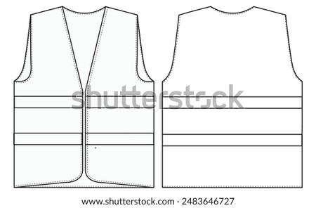 Set Reflective vest safety jacket illustration Outline icon and symbol of reflective vest and jacket for worker