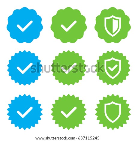 Approved, verified and protected icons. Vector kit.