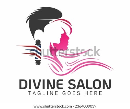 Unisex hairdresser and beauty salon vector logo design