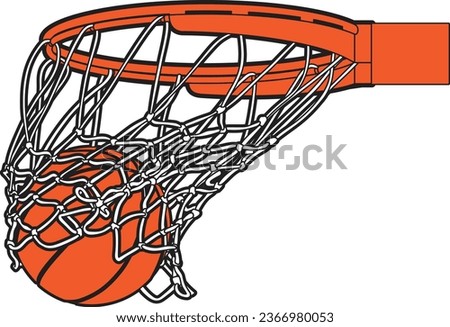 Basketball ball through a net vector
