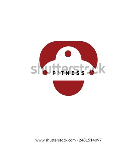 Modern minimalist gym logo with abstract  Kettlebell combination, ideal for fitness centers that focus on strength.