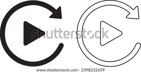 Video play button like simple replay icon background. Flat design. Vector Illustration 