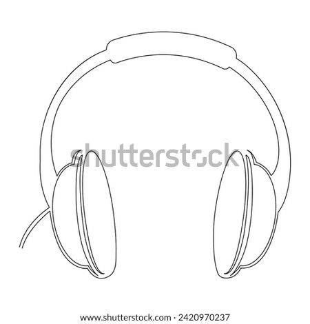 Headphone oneline continuous outline vector art drawing and simple one line minimalist illustration design.