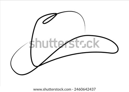 Continuous one line drawing of cowboy hat,Simple cowboy hat line art vector illustration,Isolated on white background vector illustration.