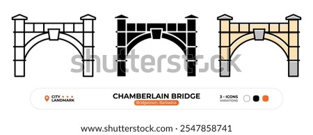 Chamberlain Bridge Line Icon. Bridgetown Barbados, Silhouette, Color Symbol, Editable Stroke.