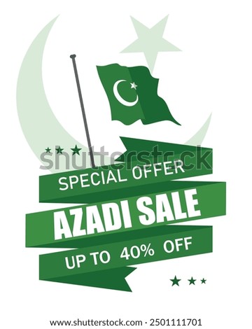 Pakistan Independence Day Sale vector Design for flat 40% Off, for social media and other business. vector illustration